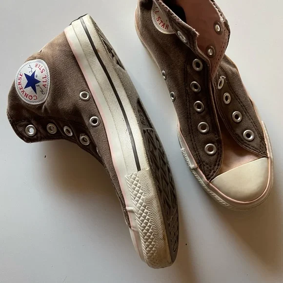 Converse high tops 2 tone brown pink Chuck Taylor Converse all stars size 7 - Picture 9 of 11